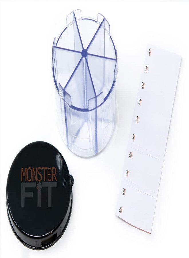 pill thing Monster Jr Supplement Pill Dispenser with Labels - Holds Small Medium Medication Vitamins and Easily Dispense from One Container Includes Compartment Labels (Monster Jr - 2 Pack) - Image 4